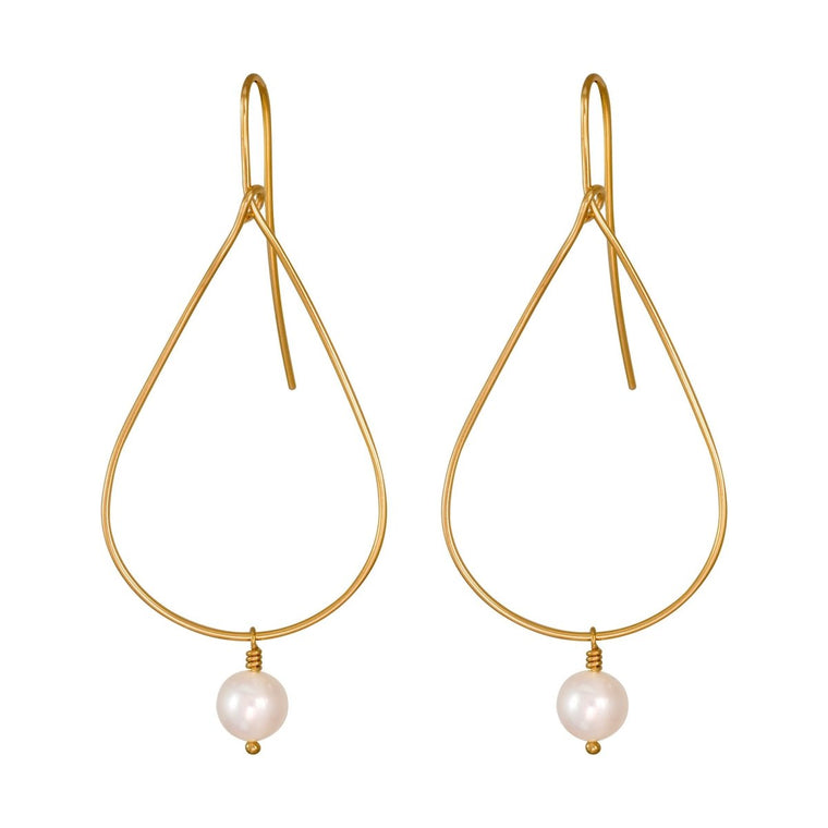 Gold Teardrop Hoops with Pearls - Lulu + Belle Jewellery