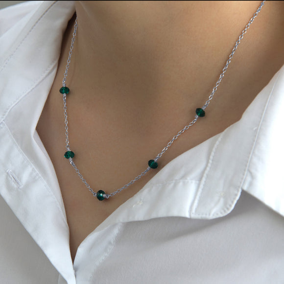 family birthstone necklace silver with 5 birthstones 