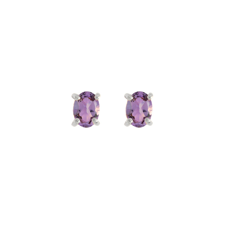 Sterling silver Amethyst stud earrings, February birthstone jewellery by Lulu + Belle