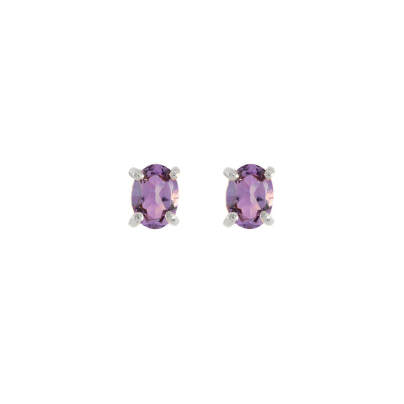 Sterling silver Amethyst stud earrings, February birthstone jewellery by Lulu + Belle