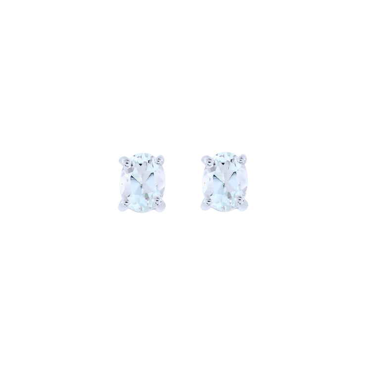 Sterling silver Aquamarine stud earrings, March birthstone jewellery by Lulu + Belle