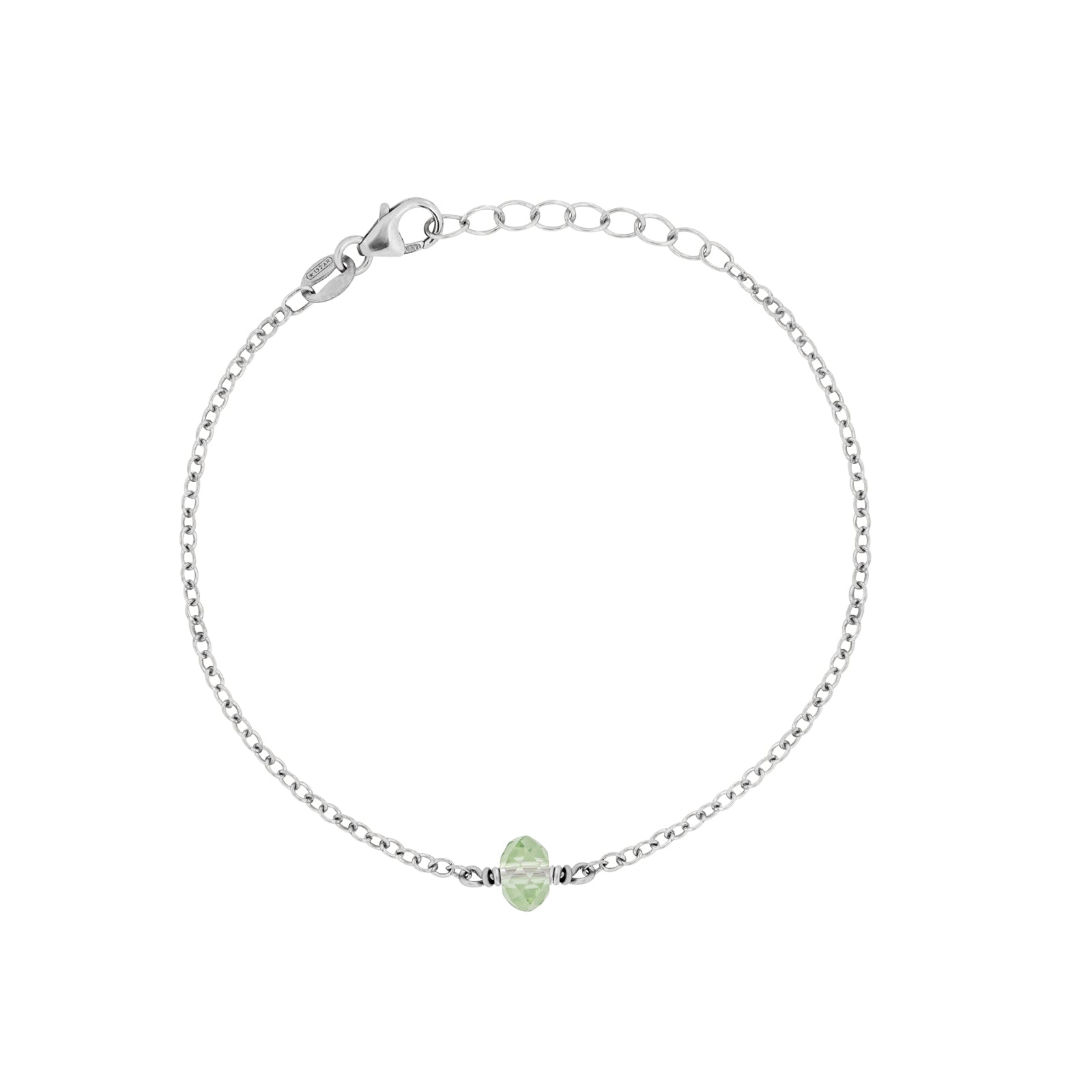 august birthstone bracelet silver with peridot crystal 