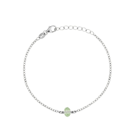 august birthstone bracelet silver with peridot crystal 