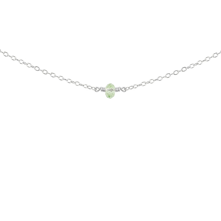 August birthstone necklace silver with peridot crystal 