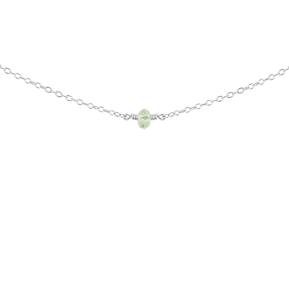 August birthstone necklace silver with peridot crystal 