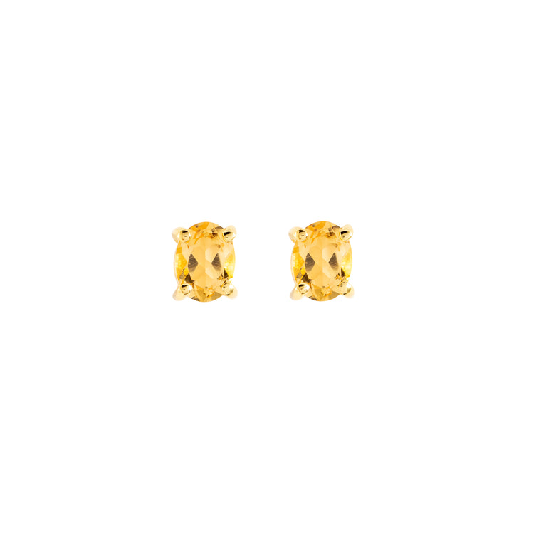 Gold Citrine  stud earrings, November birthstone jewellery by Lulu + Belle