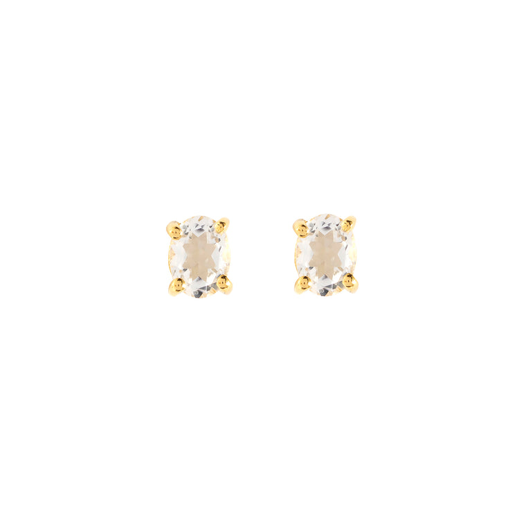 Gold Crystal  stud earrings, April birthstone jewellery by Lulu + Belle