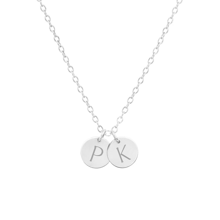 Dainty Sterling Silver Initials Necklace Two or More Discs product shot