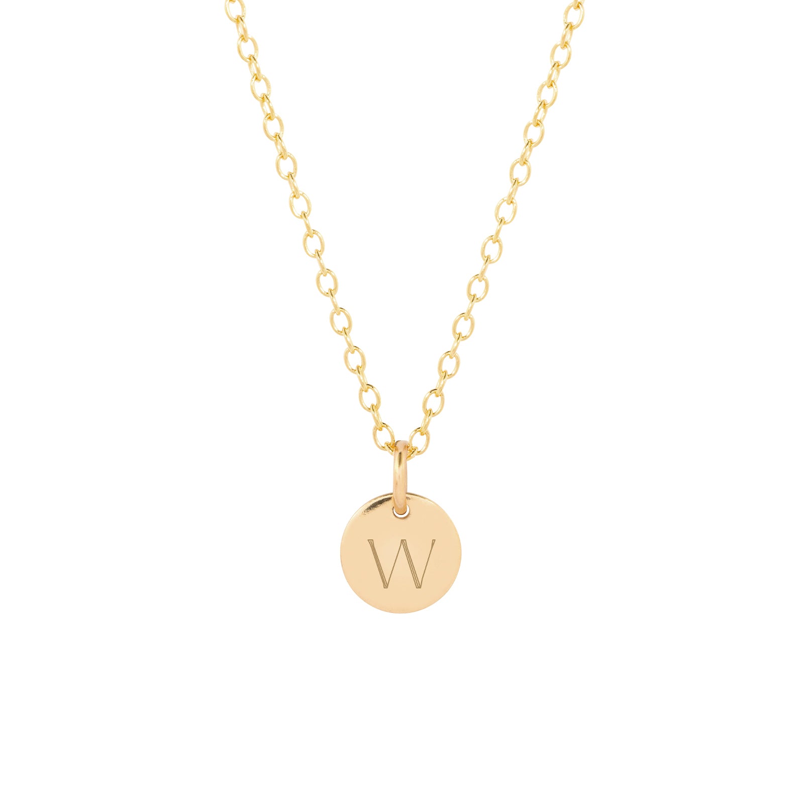 dainty engraved gold initial necklace product image 