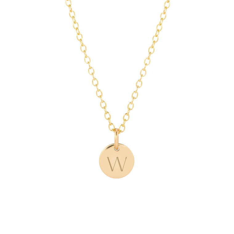 dainty engraved gold initial necklace product image 