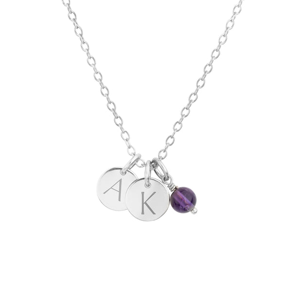 dainty sterling silver initial necklace and birthstone lulu and belle 