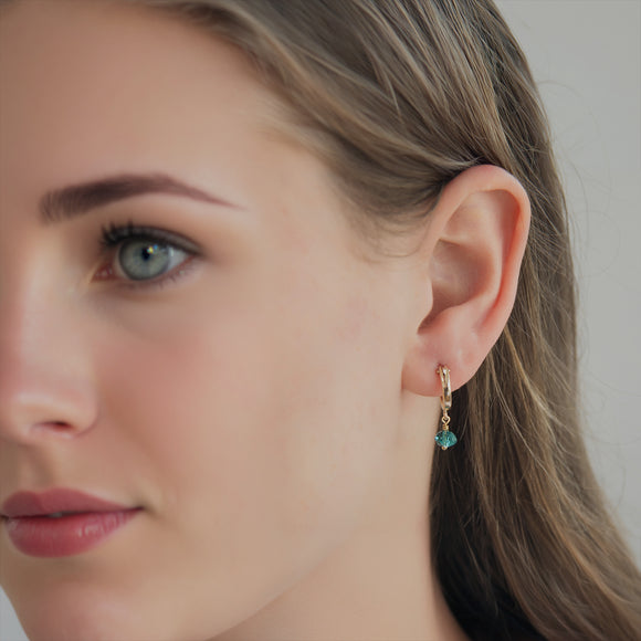 December birthstone hoop earrings in gold