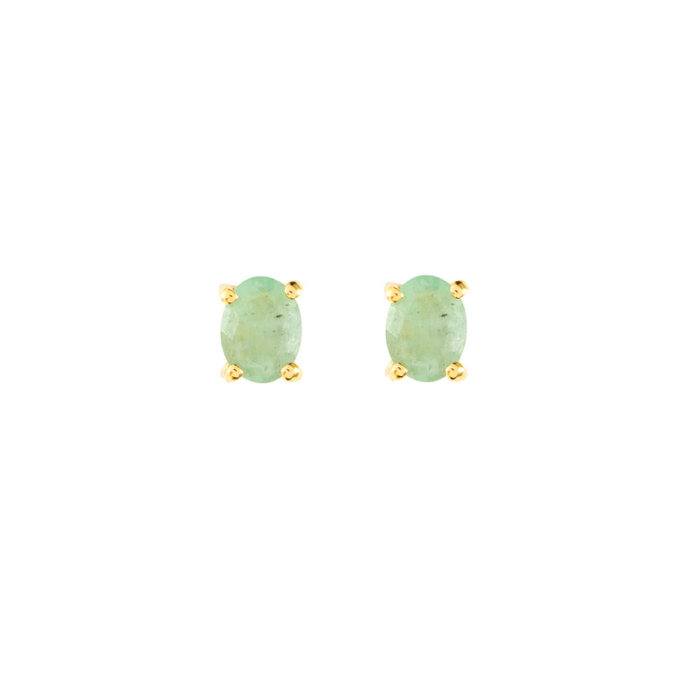 Gold Emerald stud earrings,May birthstone jewellery by Lulu + Belle