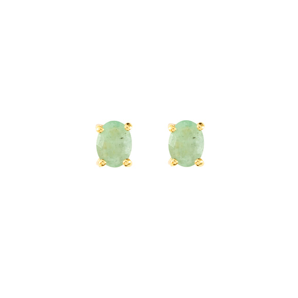 Gold Emerald stud earrings,May birthstone jewellery by Lulu + Belle