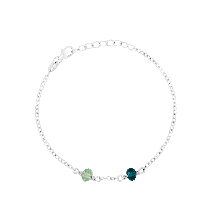 family birthstone bracelet sterling silver with two birthstones 