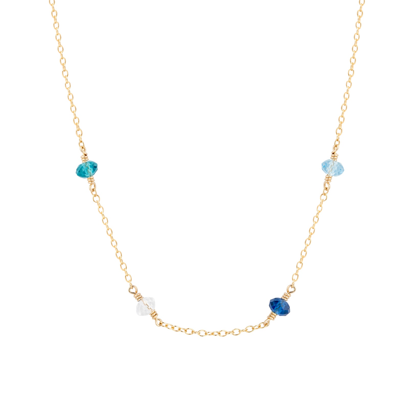 family birthtstone necklace gold with four birthstones 