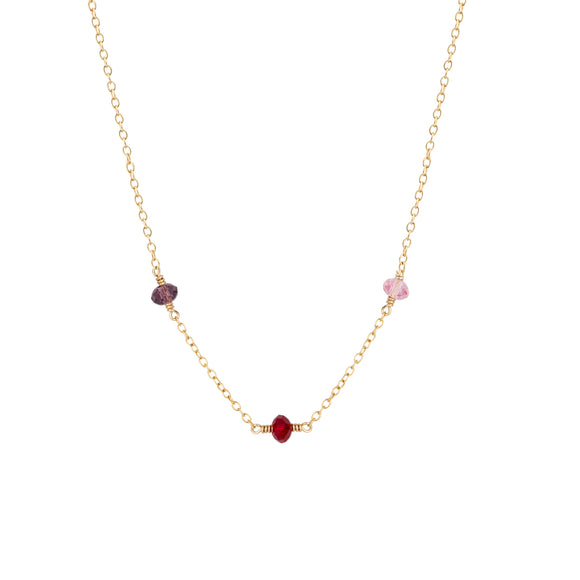 family birthstone necklace gold with three birthstones 