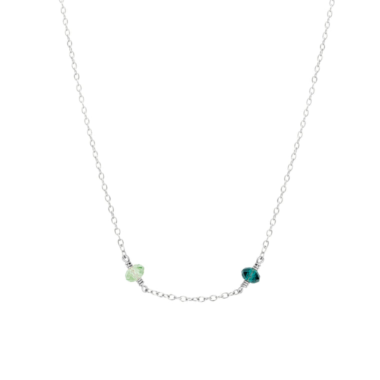 family birthstone necklace sterling silver with two birthstones 