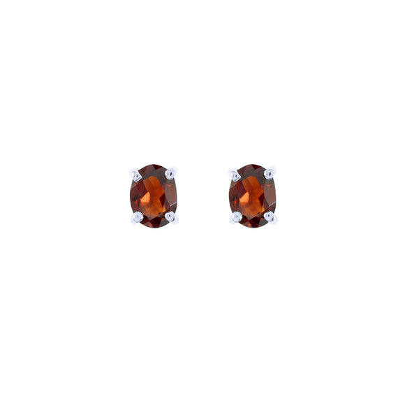 Sterling silver garnet stud earrings, January birthstone jewellery by Lulu + Belle