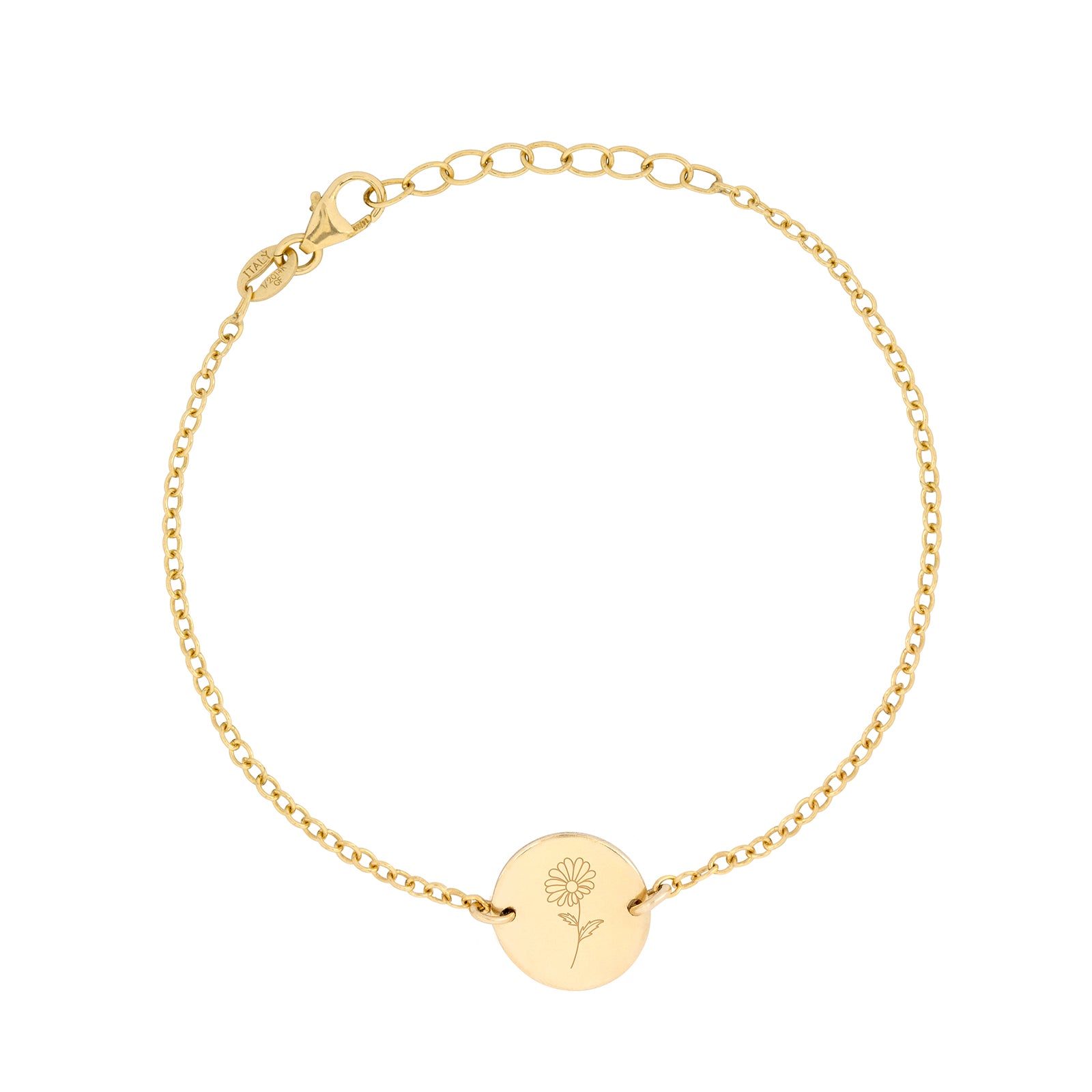 gold birth flower bracelet for april - daisy