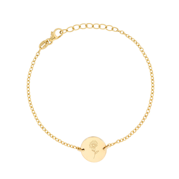 gold birth flower bracelet for april - daisy