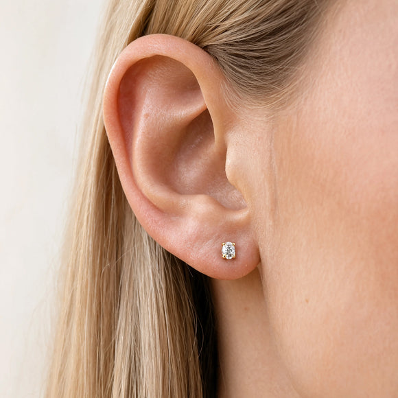 Gold Crystal  stud earrings, April birthstone jewellery by Lulu + Belle