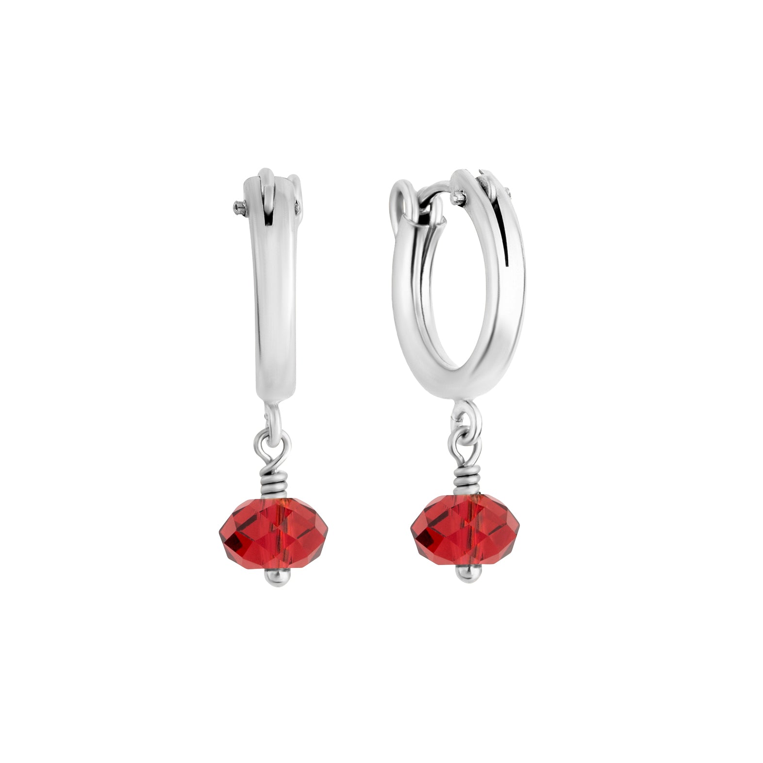 January birthstone hoop earrings silver 