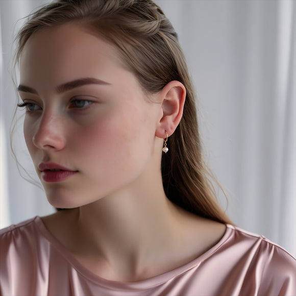 Kate freshwater pearl hoop earrings gold product shot 