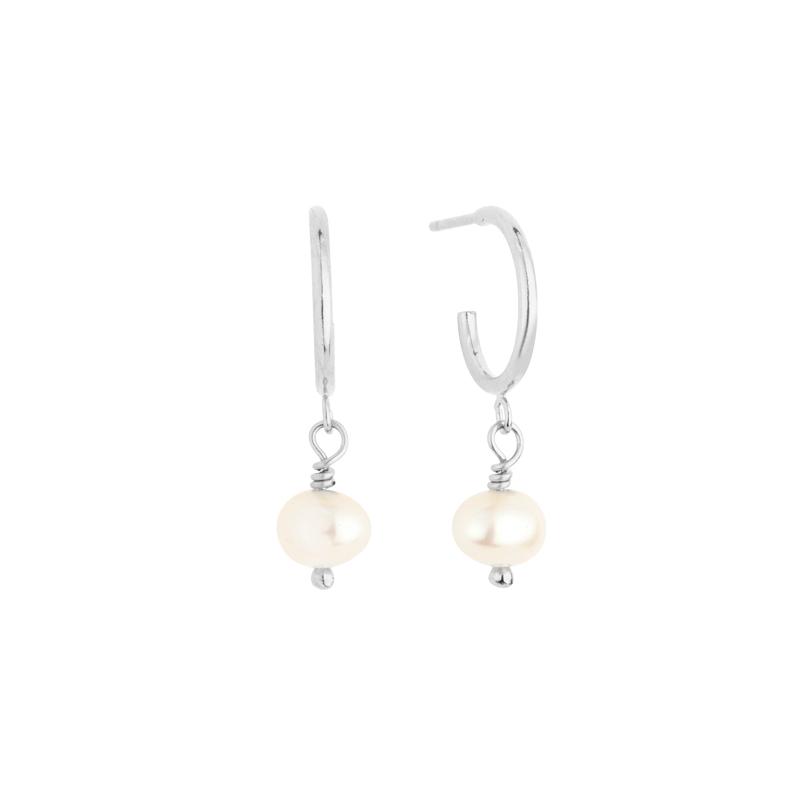 Kate freshwater pearl hoop earrings silver 