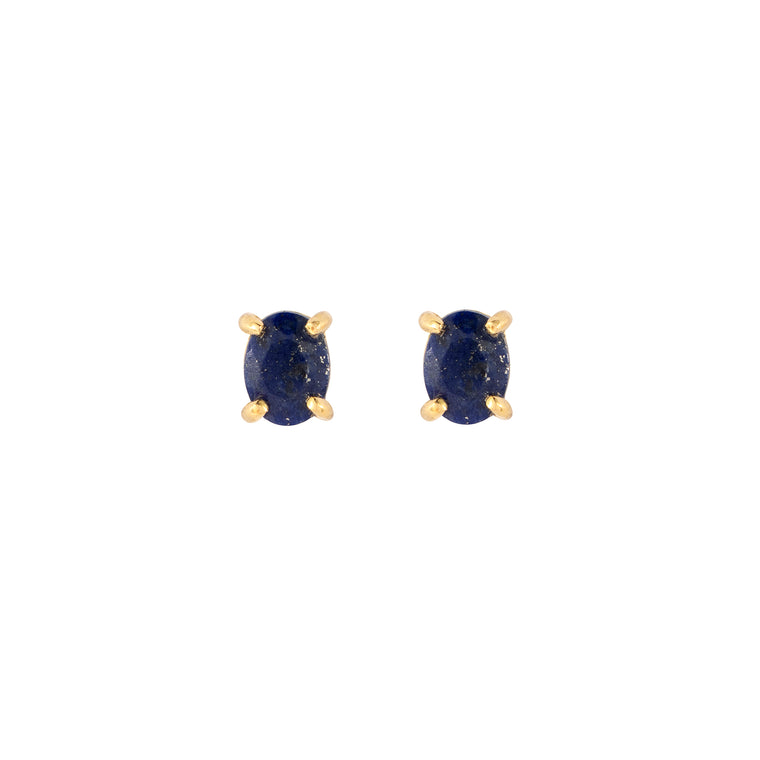Gold Lapis  stud earrings, September birthstone jewellery by Lulu + Belle