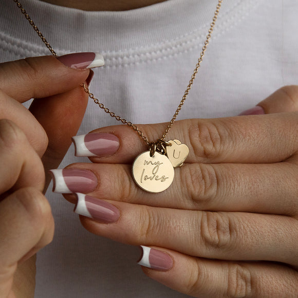 My Loves Family Necklace + Initial Hearts Gold - Lulu + Belle ® Jewellery