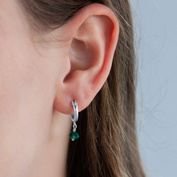may birthstone hoop earrings silver 