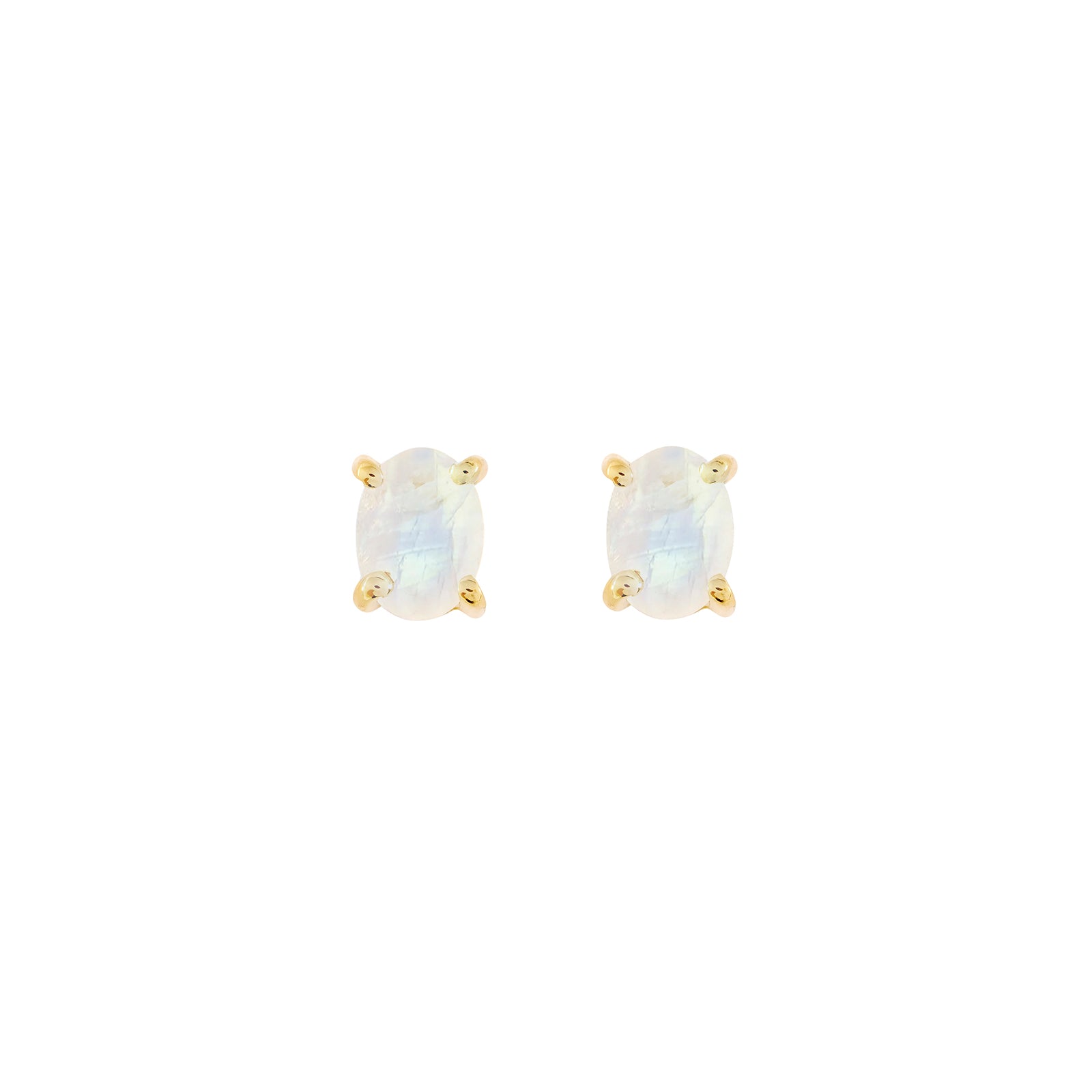 Gold Moonstone stud earrings, June birthstone jewellery by Lulu + Belle