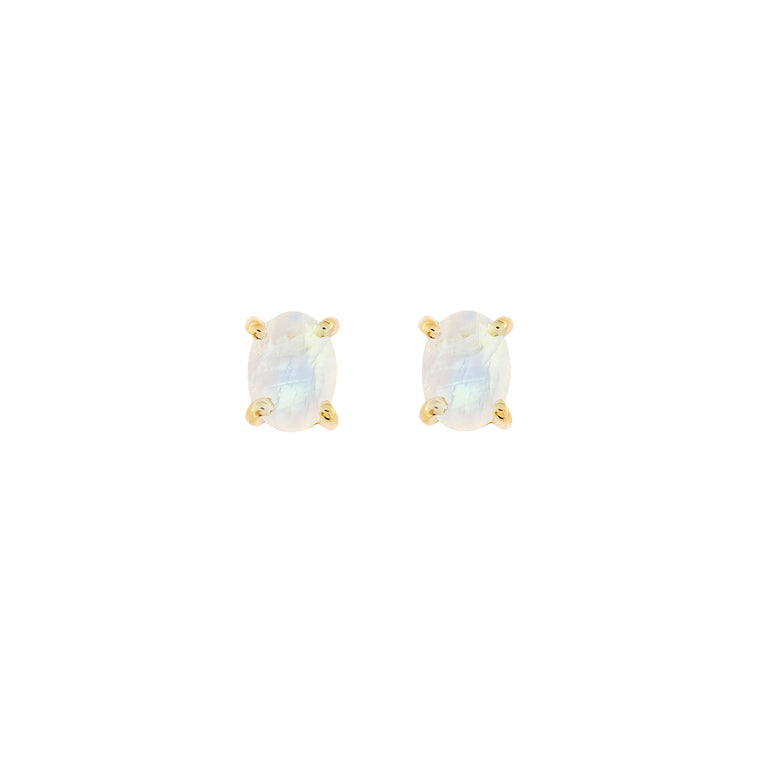 Gold Moonstone stud earrings, June birthstone jewellery by Lulu + Belle