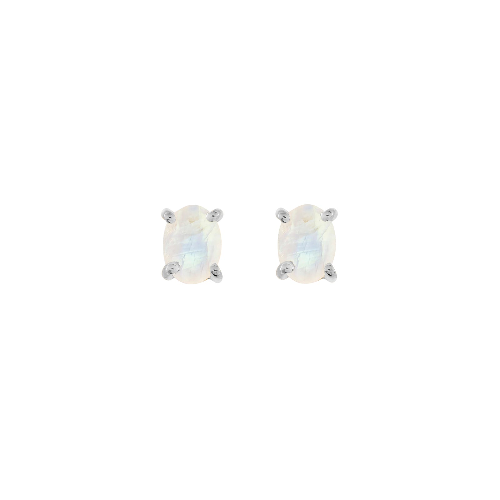 Sterling silver Moonstone stud earrings, June birthstone jewellery by Lulu + Belle