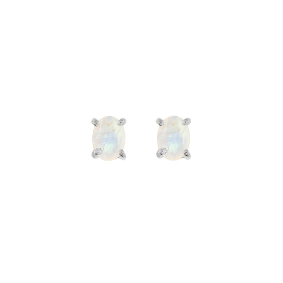 Sterling silver Moonstone stud earrings, June birthstone jewellery by Lulu + Belle