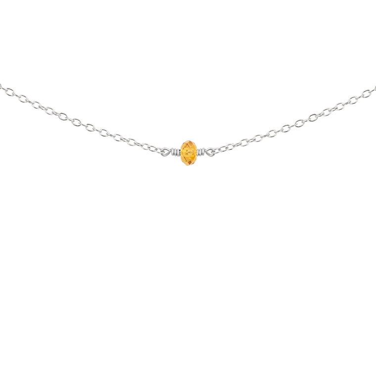 November birthstone necklace silver with topaz crystal 