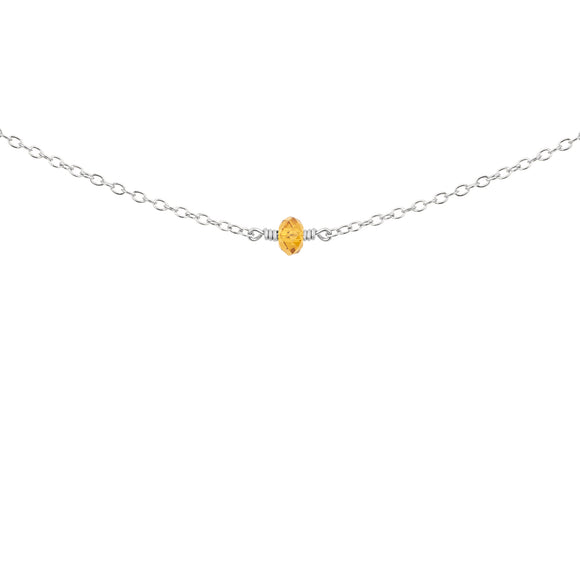 November birthstone necklace silver with topaz crystal 