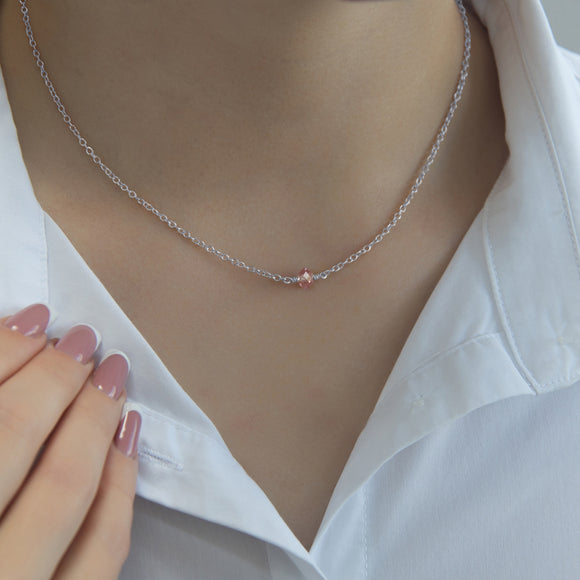 October birthstone necklace silver 