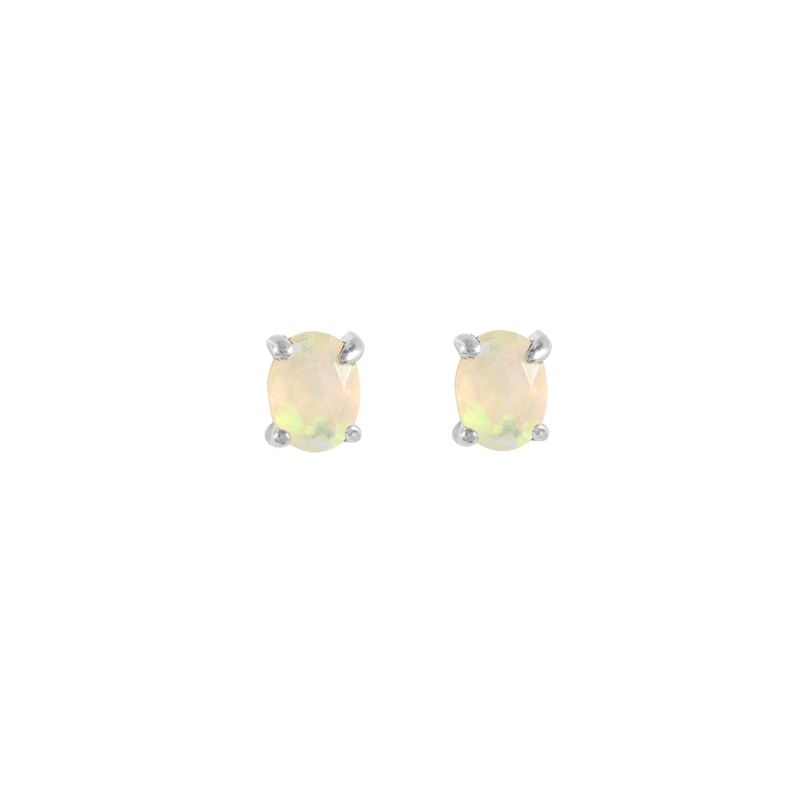 Sterling silver Opal stud earrings, October birthstone jewellery by Lulu + Belle