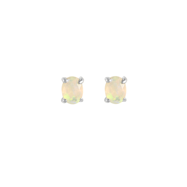 Sterling silver Opal stud earrings, October birthstone jewellery by Lulu + Belle