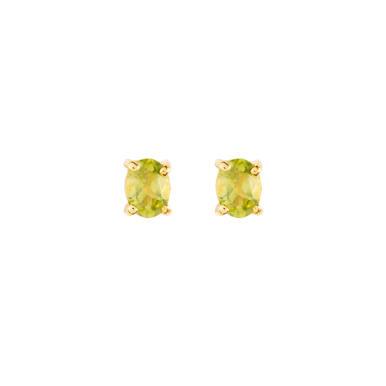 Gold Peridot  stud earrings, August birthstone jewellery by Lulu + Belle