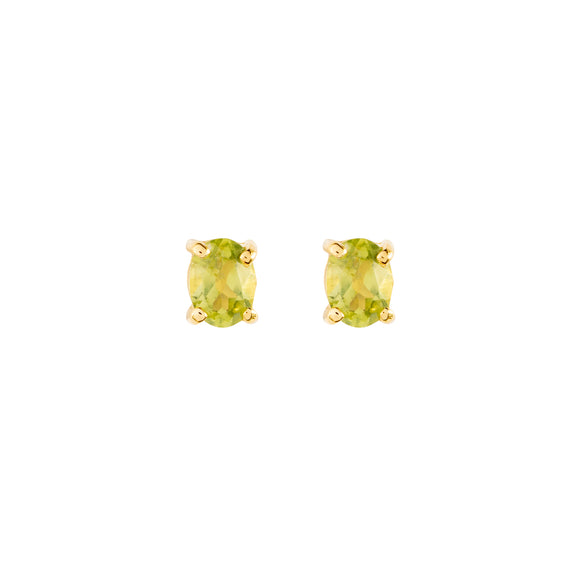 Gold Peridot  stud earrings, August birthstone jewellery by Lulu + Belle