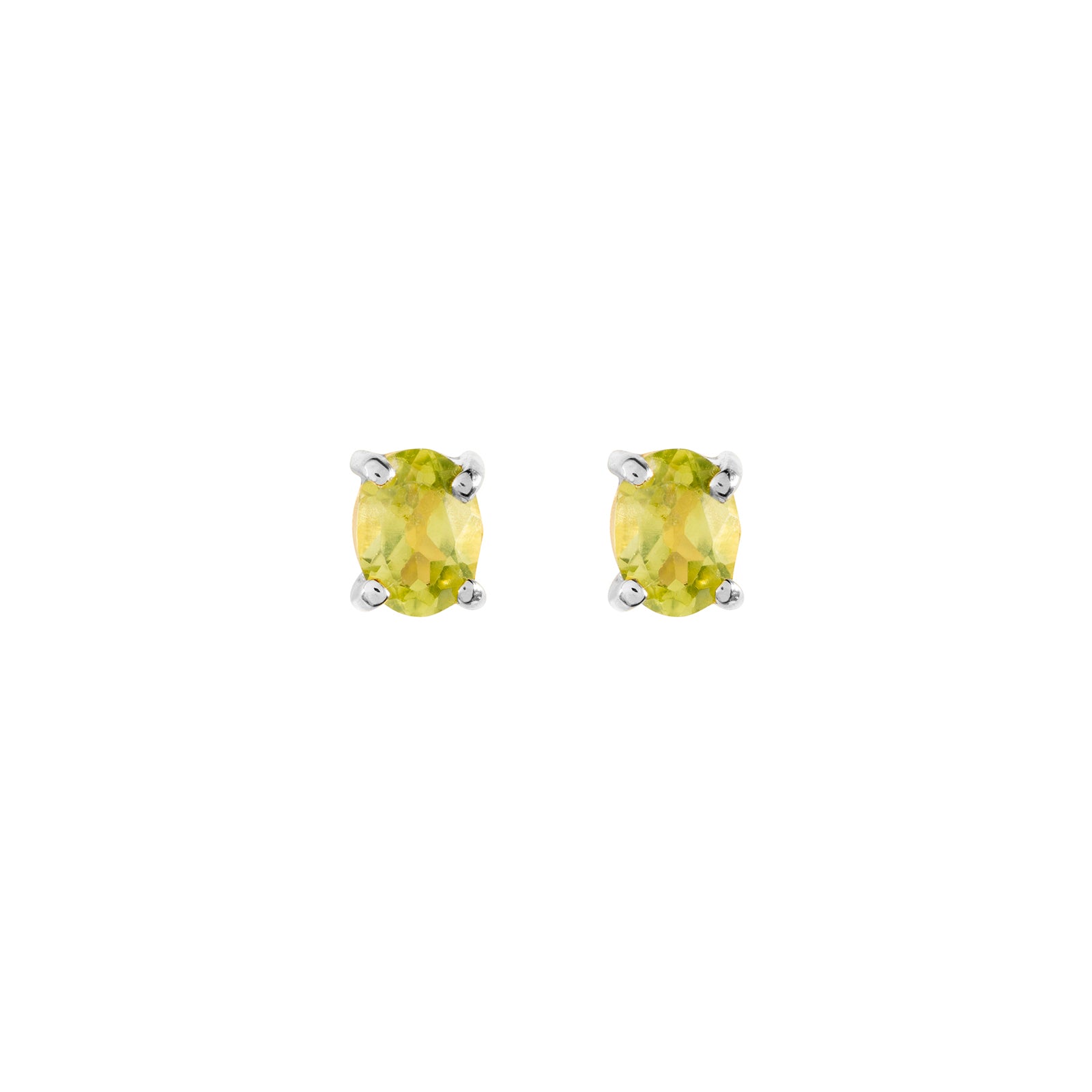 Sterling silver Peridot stud earrings, August birthstone jewellery by Lulu + Belle