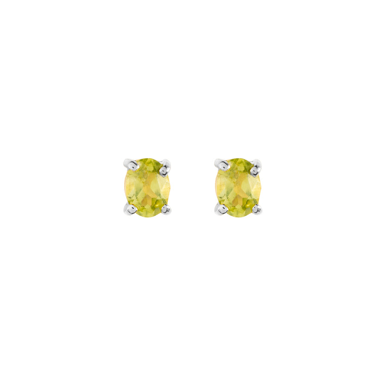Sterling silver Peridot stud earrings, August birthstone jewellery by Lulu + Belle
