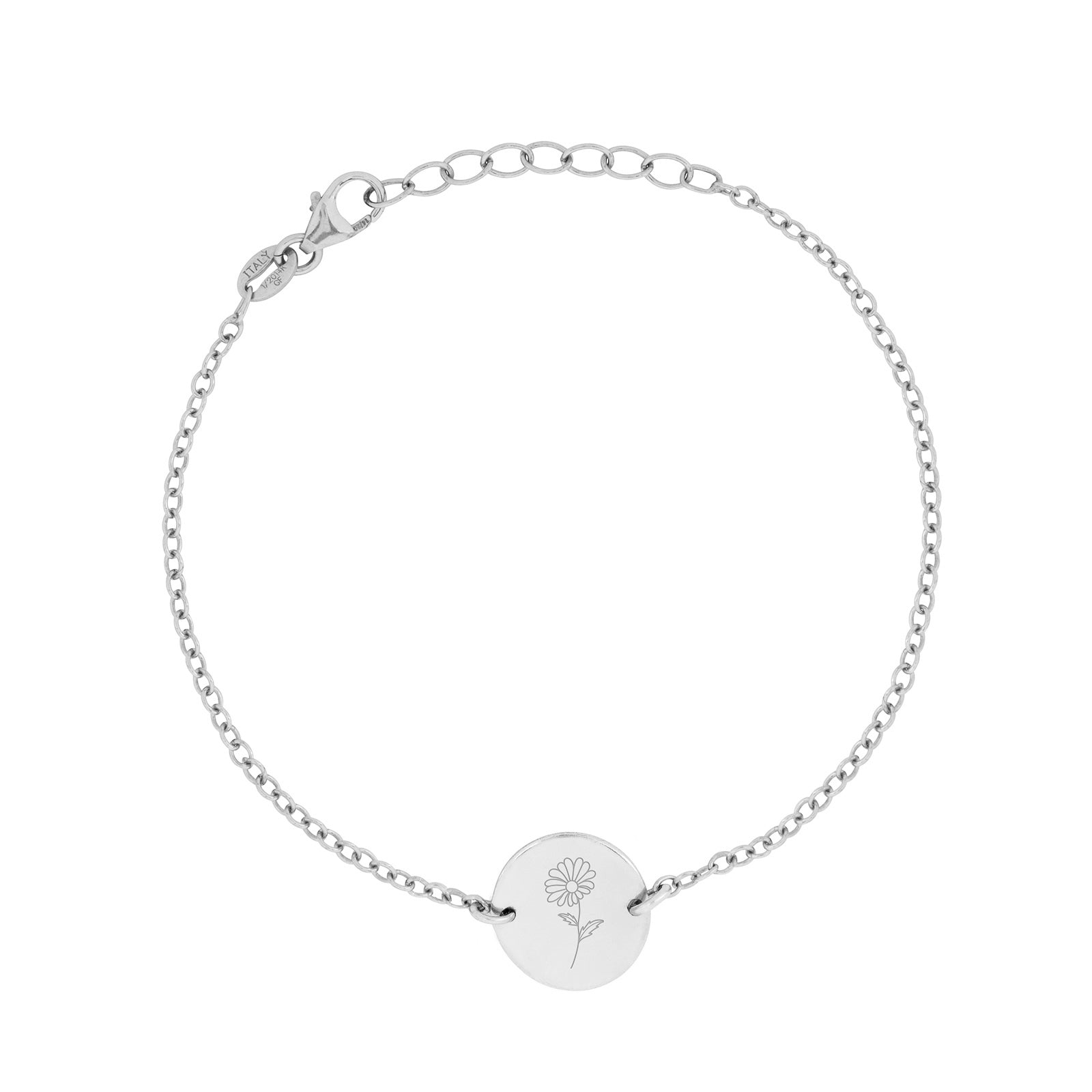 silver birth flower bracelet - april daisy