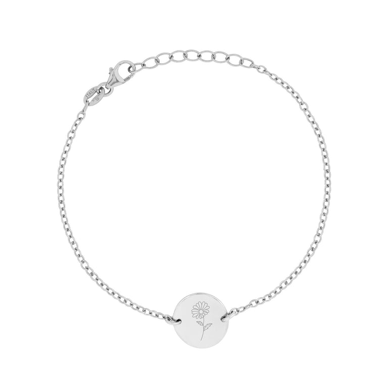 silver birth flower bracelet - april daisy