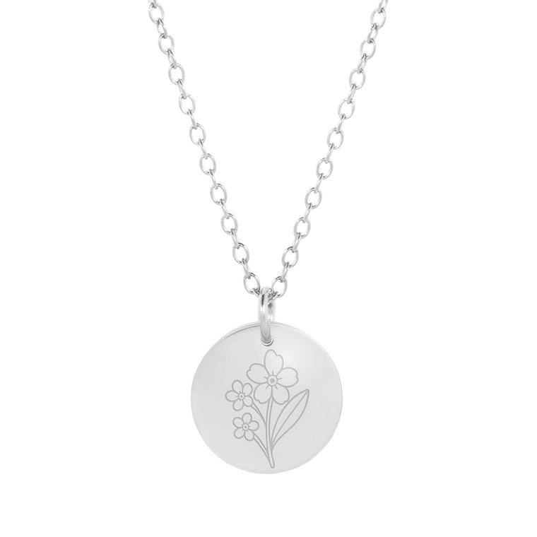 Forget Me Not Memorial Necklace – Personalised Remembrance Necklace in Silver