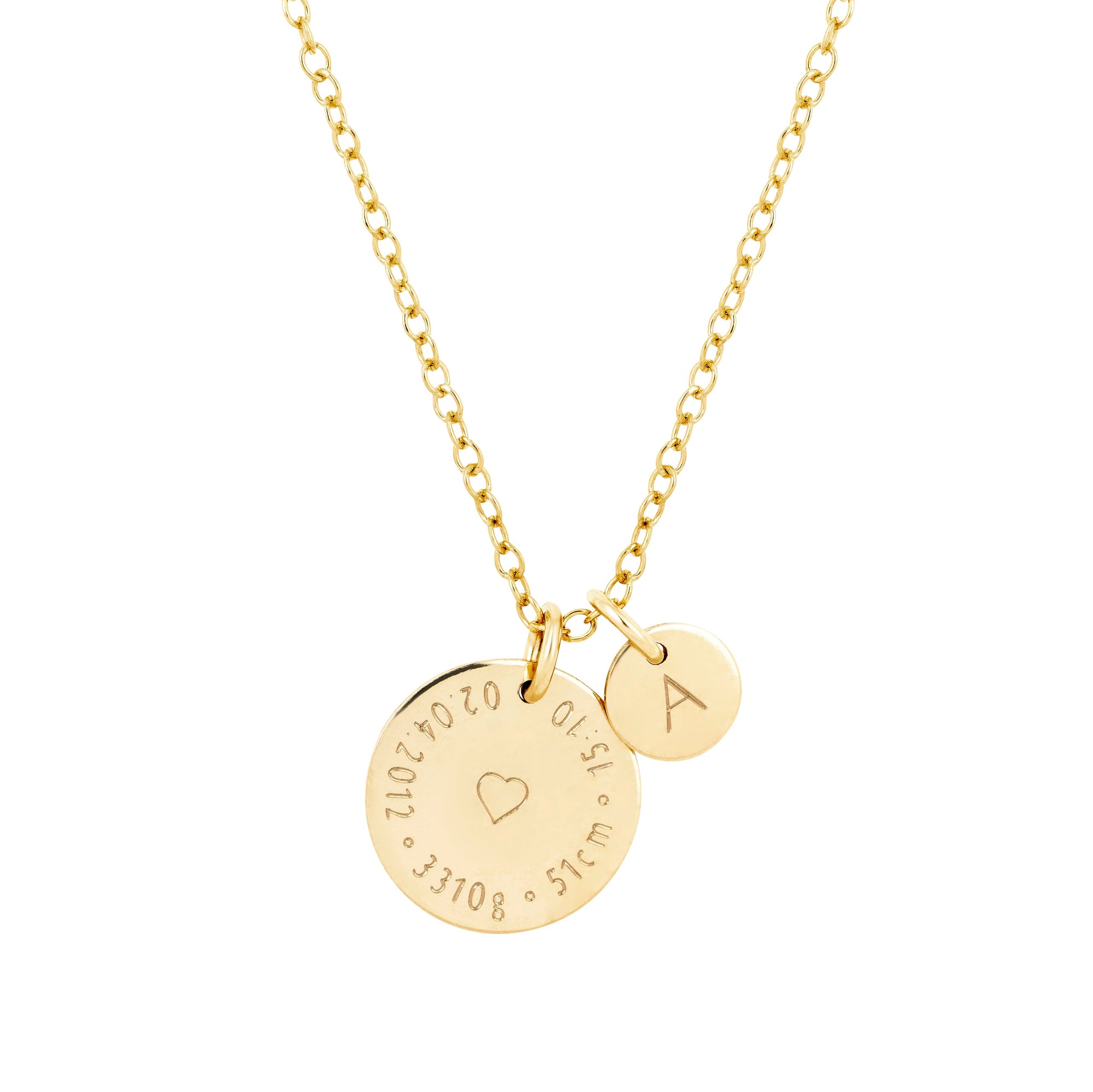 Birthcoin personalised baby birth details necklace engraved with date, weight, height and time – meaningful gift for new mom
