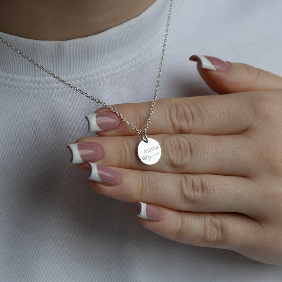 silver botanical mama necklace front 